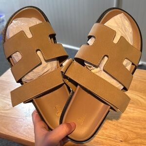 Tan Slide Sandals
